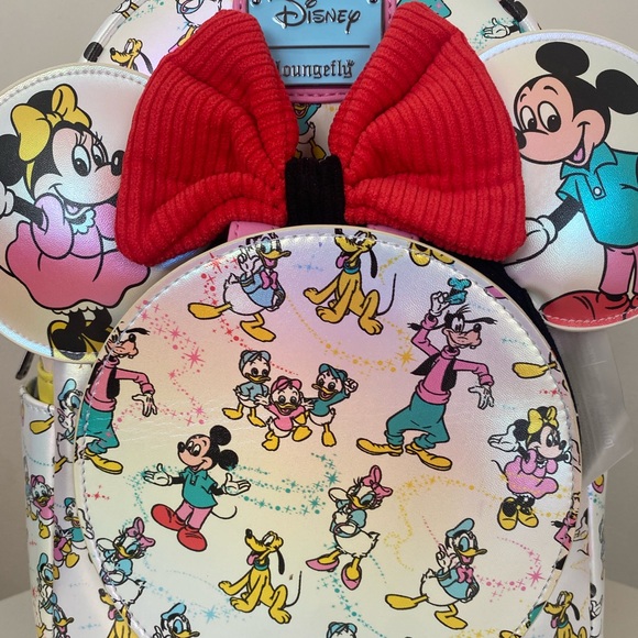 Loungefly Disney100 Mickey & Friends Classic Iridescent Mini Backpack & Headband - Picture 16 of 16